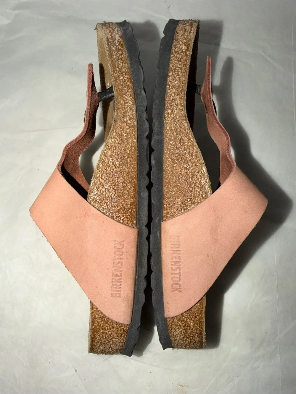 Women's Pink Toe-Post Cork Footbed Sandals with Gold Buckles size 38